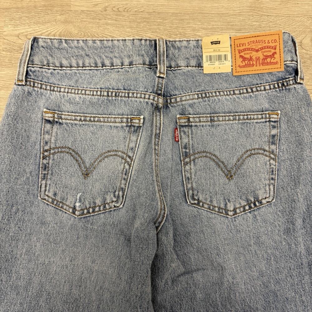 Levis Superlow Loose Jeans Womens 28x32 NWT Light Wash Distressed Wide Leg - Picture 6 of 13